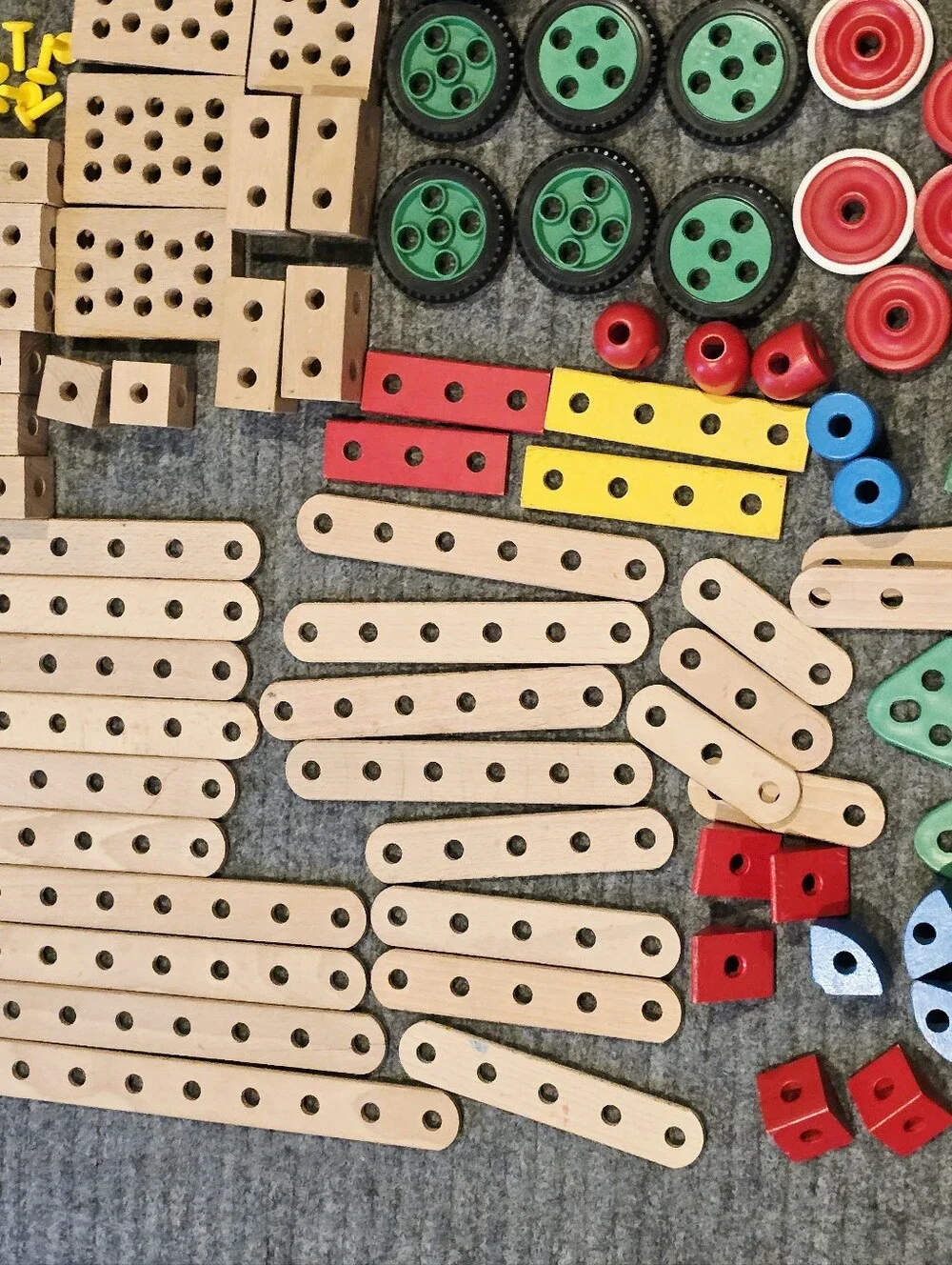Vintage Brio Mec Construction Set Wood Plastic Toys Tools Stem Parts